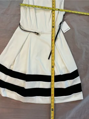 Calvin Klein White Sleeveless Mini Dress with Black Stripes thumbnail 4