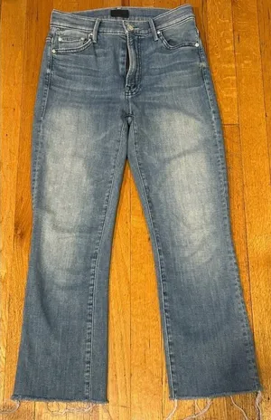 Mother Insider Crop Two Step Fray Jeans When Sparks Fly Blue Size 24 thumbnail 1