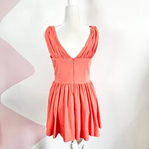 Coral Corset Mini Dress Sz Medium‎ Milkmaid Fairycore Summer Vacation thumbnail 2