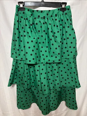 Who What Wear Green Tiered Polka Dot Midi Skirt thumbnail 2
