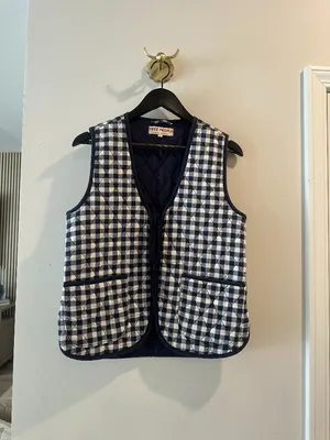 FREE PEOPLE Claudine Quilted Vest in Gingham Blue Size X-Small thumbnail 4