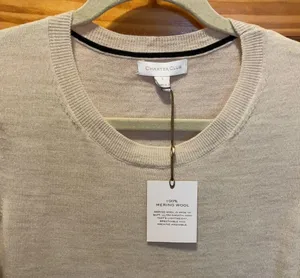 Charter Club cream button sleeve Merino Wool Sweater S NWT thumbnail 2