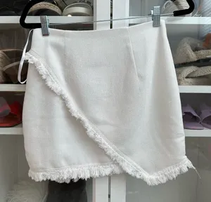 superdown White Mini Skirt with Fringe Trim thumbnail 1
