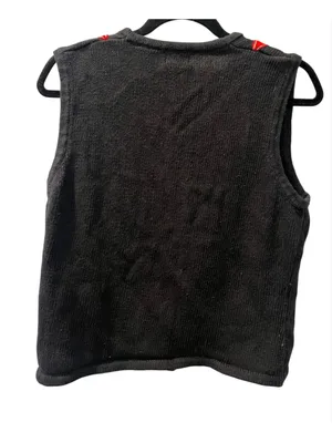 VTG Kathie Lee Christmas Ornament Sweater Vest Black Knit Candy Cane Holly Med thumbnail 2