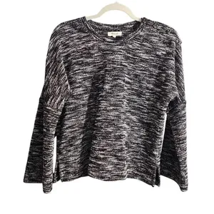 Madewell Black and White Sweater, Size Small, Buttons down one shoulder. thumbnail 3