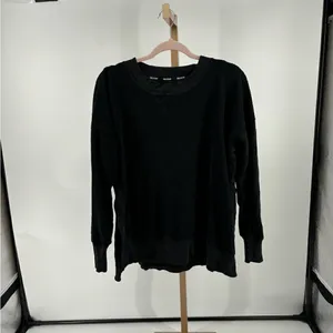 Aerie Chilled Out Brushed Fleece Sweatshirt Side Splits Small Black thumbnail 12