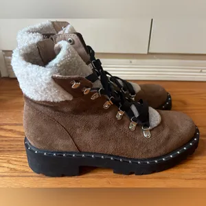 Steve Madden Receptive Lace Up Hiker‎ Brown Suede Size 7.5 EUC thumbnail 2