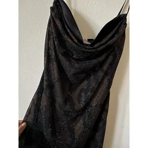 Oh Polly Velia Embellished Peekaboo Cowl-Neck Dress in Brown Snake Size 2 New thumbnail 7
