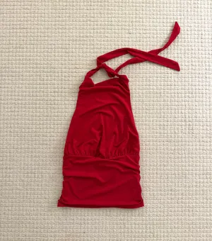 Garage Red Halter Backless Tie Top thumbnail 2