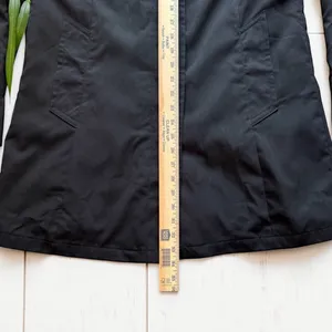 Nautica Black Raincoat Jacket Women’s Small Lightweight Hidden Button Lined Coat thumbnail 7