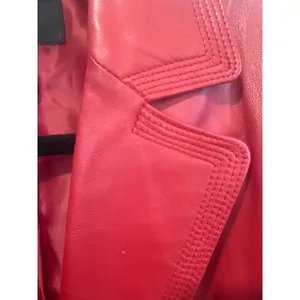 Alfani Red Leather Blazer Jacket Womens M Button Genuine Leather read casual thumbnail 9
