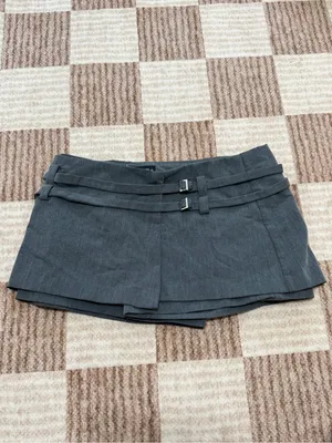 ZARA Mini Skort Double-buckle belt size XS Gray Skirt Low Rise Y2K thumbnail 2