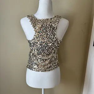 NWOT ABERCROMBIE & FITCH Gold Sequin Racer Back Tank Top - size XS thumbnail 5