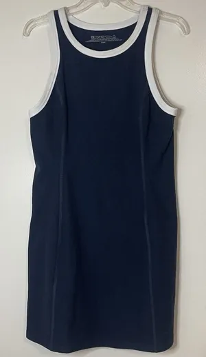 Beyond Yoga Spacedye Outlines Dress in Navy White size small thumbnail 1