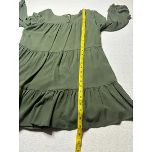 Lulus Olive Green Tiered Long Sleeve Mini Dress Women’s Small Boho Ruffle Hem thumbnail 7