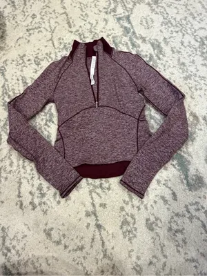 Lululemon Always Alert 1/2 Zip Pullover Heathered Garnet Running Top Sz 2 thumbnail 3