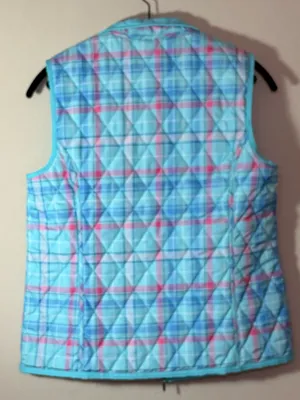 Appleseed's Women's Reversible Quilted Vest in Aqua Blue w/ Plaid Lining Size S thumbnail 7