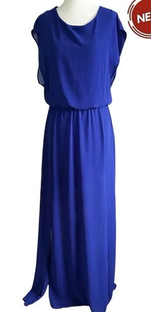 Lush Clothing Womens Size Medium Blue Dress Blouson Maxi Cap Sleeve Round Neck NWT | 27-3 thumbnail 1