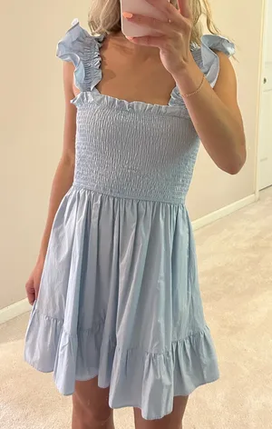 Francesca's Blue Ruffle Dress thumbnail 1