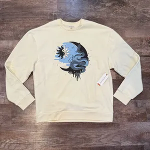 NWT Earthbound Snake Moon Cream Crewneck Sweatshirt Size Medium thumbnail 1