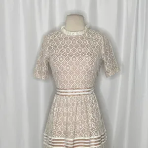 NWT BALTIC BORN Windsor Lace Midi Dress Ivory Nude Feminine Romantic Small thumbnail 3