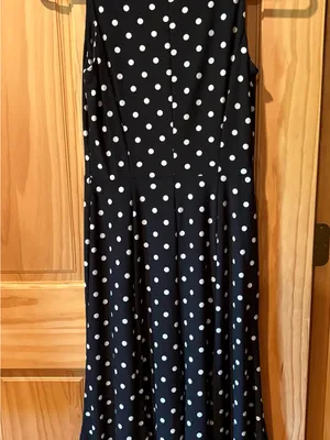 Lauren Ralph Lauren Sleeveless Polka-Dot Midi Dress black/white size 2 thumbnail 2