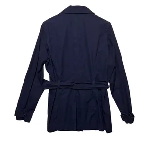 Eddie Bauer Womens Lightweight‎ Trench Coat Jacket Button Belted Navy Blue Large thumbnail 5