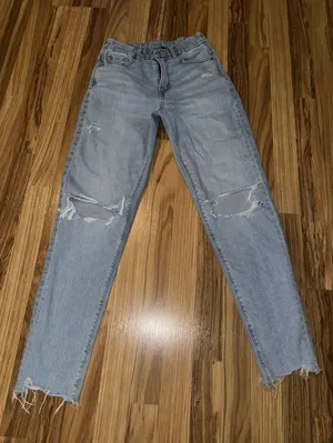 American Eagle Curvy Mom Jean Women's‎ Sz 00 Blue High Rise Distressed thumbnail 1
