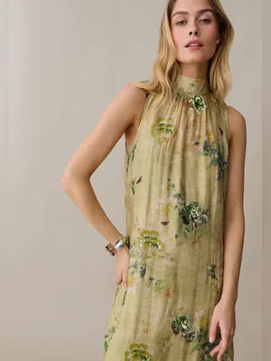 NWT Few Moda o.p.t Naia Dress size XS Maxi Green Sequin Mariposa Floral thumbnail 5