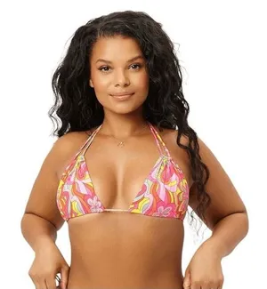 Frankie's Bikinis x Hailee‎ Steinfeld Far Out Sand Halter Bikini Top Pink Large thumbnail 1