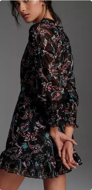 MISA Los Angeles Lexie Mini‎ Dress XS Silk Floral Boho Party Date Night Chic thumbnail 1