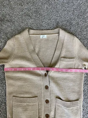 Wallace 100% Merino Wool Tan Button Front Cardigan Pockets thumbnail 4