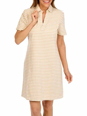 NWT Southern Tide Demi‎ Stripe Irish Cream Preppy Coastal Polo Shirt Dress thumbnail 2