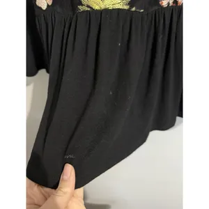 Anthropologie Eri + Ali ORNATE EMBROIDERY Size M Black Multicolor Floral‎ thumbnail 2
