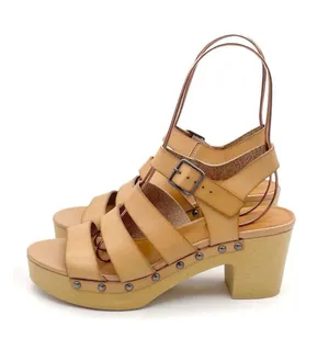 J. Crew The Chloe Clog Platform Strappy Sandal in Saddle Tan Faux Leather Size 7 thumbnail 1