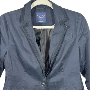 Navy Tuxedo Blazer M Dark Academia Equestrian Preppy Jacket Gold Button Style thumbnail 3