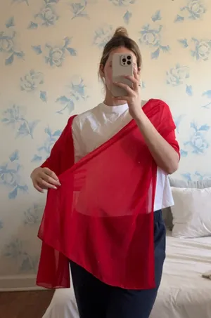 Red Wrap Scarf Shawl for Formal Dresses thumbnail 1