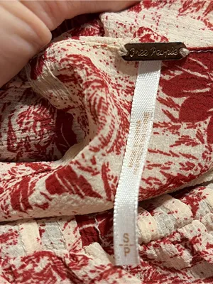 Free People Floral Red and Cream Ruffled Dress thumbnail 5