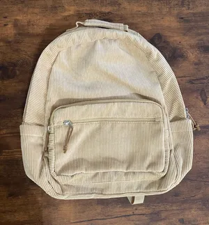 Corduroy Backpack in Beige Tan thumbnail 1