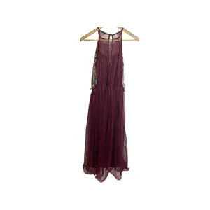 Candalite Burgundy Gold Maxi Dress Women's S Mock Neck‎ Floral Special Occasion thumbnail 2
