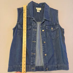 Coldwater Creek Tencel Blend Denim Trucker Vest Blue Sleeveless Women Size S thumbnail 6