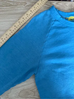 Aviator Nation Small Smiley Crew Neck Relaxed Sweatshirt Blue thumbnail 6