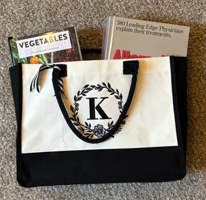 Black and White K Tote Bag thumbnail 1