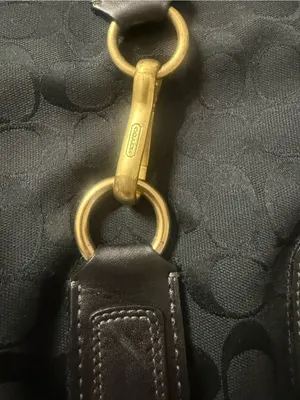 Vintage Coach Black Signature Canvas Shoulder Bag with Brass Hardware thumbnail 2