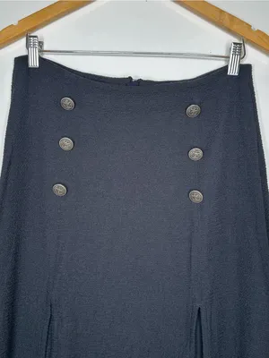 Maeve Anthropologie Black Dual Split Button Front Sailor Midi Skirt Size 8 thumbnail 3