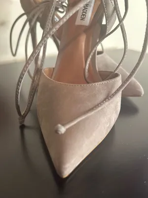 Steve Madden Raela Suede Lace-Up Pointed Toe Heels in Taupe thumbnail 7