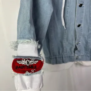 Boutique Light Blue Distressed Denim Spiderman Graphic‎ S thumbnail 4