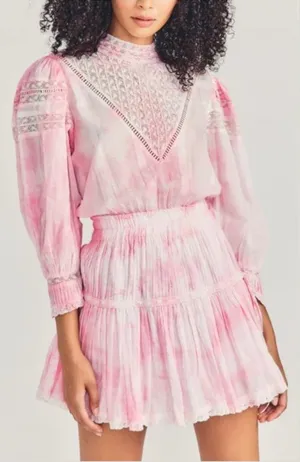 LoveShackFancy Viola Mini Dress Island Pink‎ Hand Tie Dye P thumbnail 1