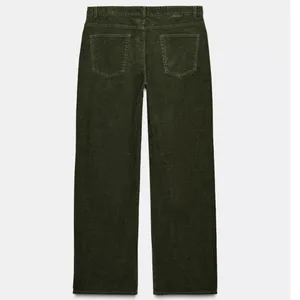 Zara NWT ZW COLLECTION corduroy dark green pants thumbnail 7