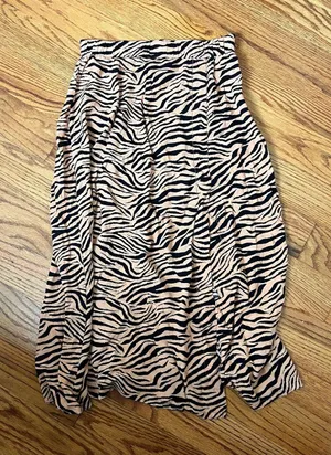 Tan and Black Zebra Print Midi Skirt thumbnail 1